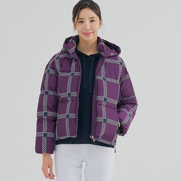 올포유 올포유 여성 빅체크 다운점퍼 퍼플607 95 ALL21 AWDJM9491