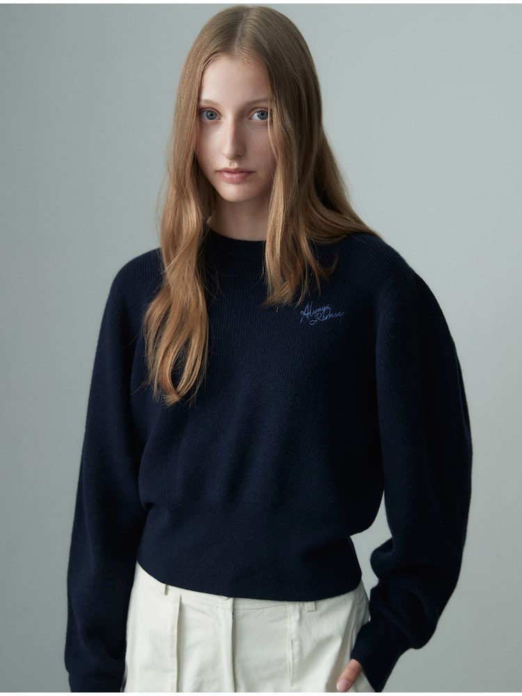 리이 리이 PUFFED SLEEVE KNIT TOP MIDNIGHT RP4TOP239-0-MN