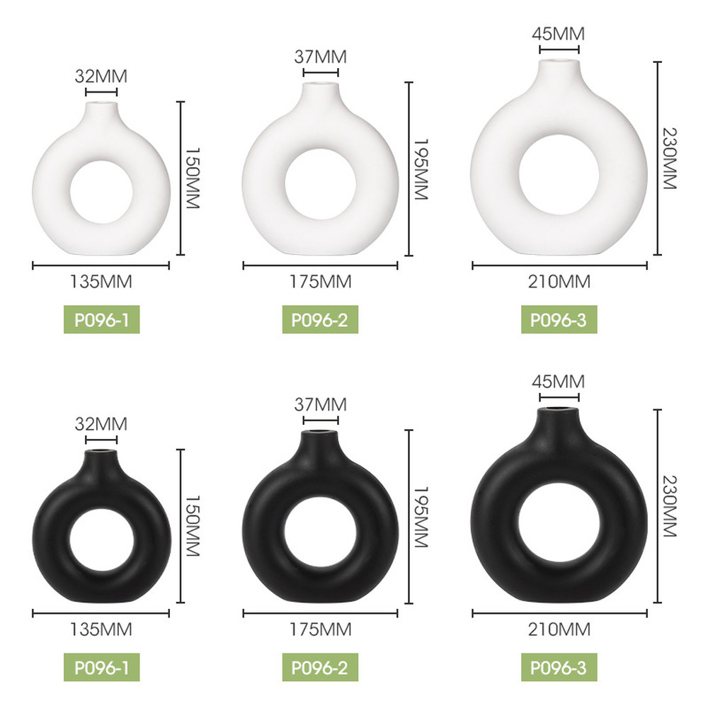 디자인 도넛 꽃꽂이 장식 꽃병 세라믹 화분 순백색 테이블 모조