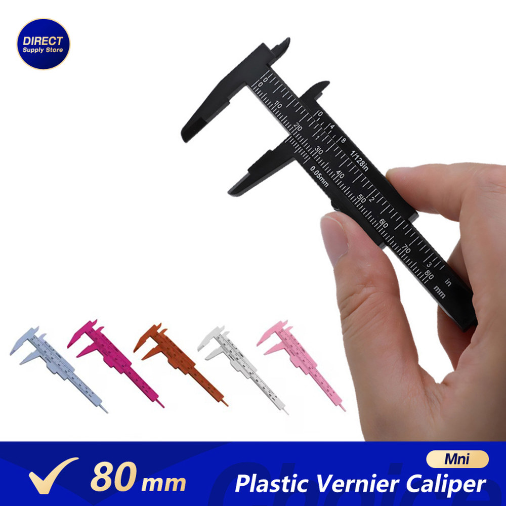 미니 0-80mm 더블 스케일 플라스틱 버니어 캘리퍼스 눈금자 측정 학생 도구 크기