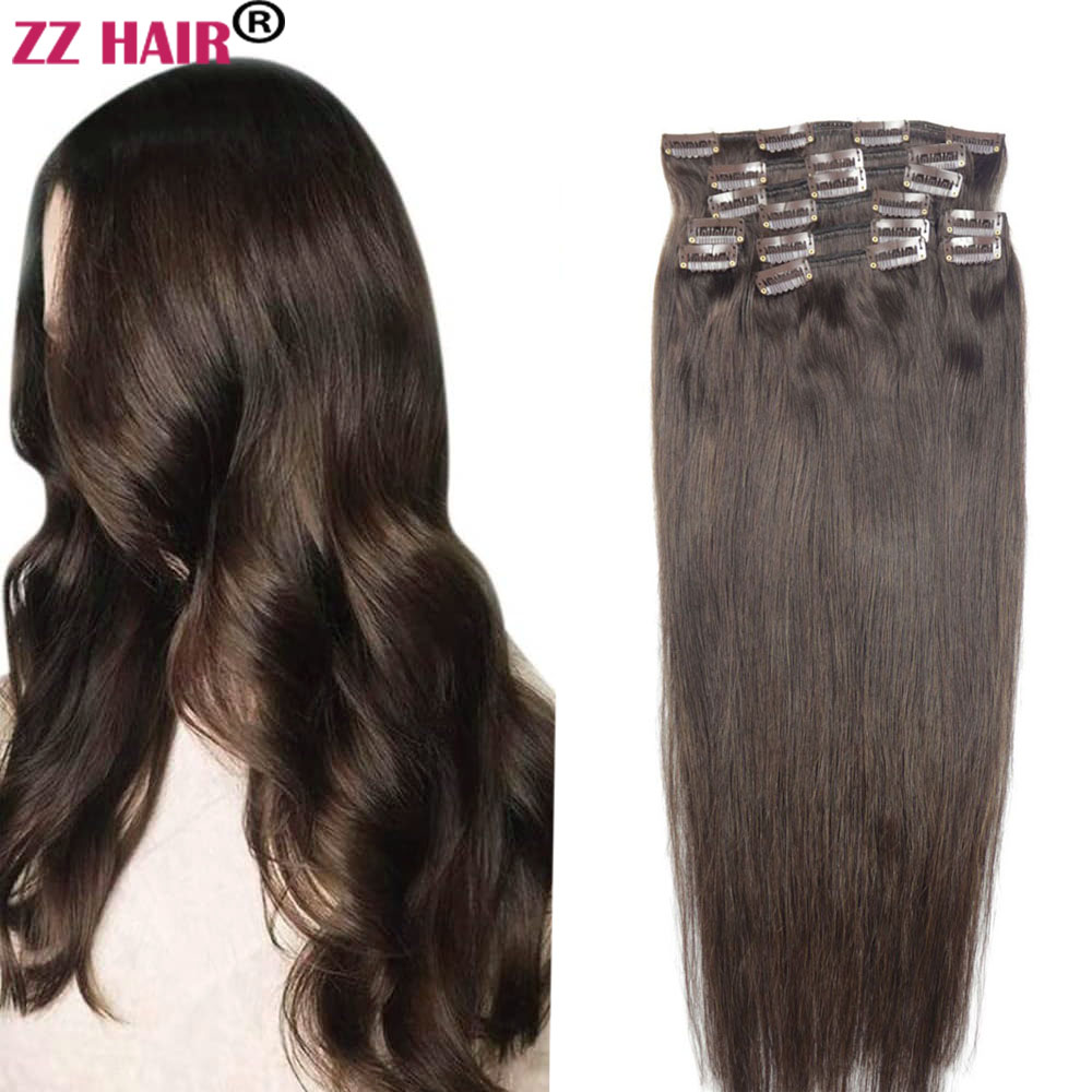 ZZHAIR O 100 인간 레미 헤어 익스텐션 풀 헤드 클립 자연스러운 스트레이트 16 -28 10 개