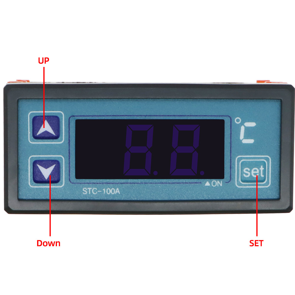 STC 100A 온도조절기 온도 컨트롤러 습도계 열 냉장고 냉각 조절기 2M NTC 센서 AC 220V