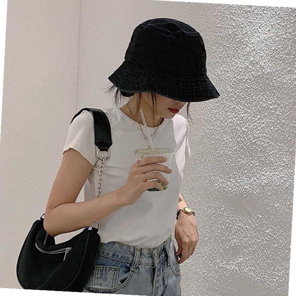 여자 데님 벙거지 여행 코디 버킷햇 모자