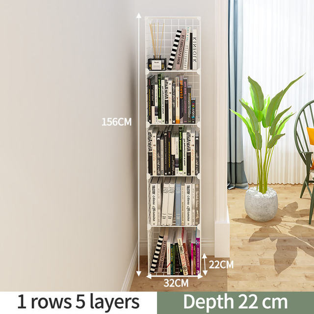 거실책장인테리어 철제책장 5겹 스택 와이어 큐브 보관 책장 DIY C 그리드 1 줄 금속 02 1 Row 5 Layer-WHT