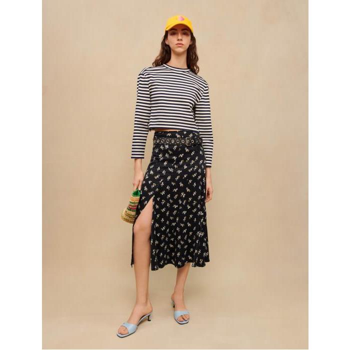 maje 마쥬 LONG FLORAL PRINT SKIRT Muguetbleu 40 1개