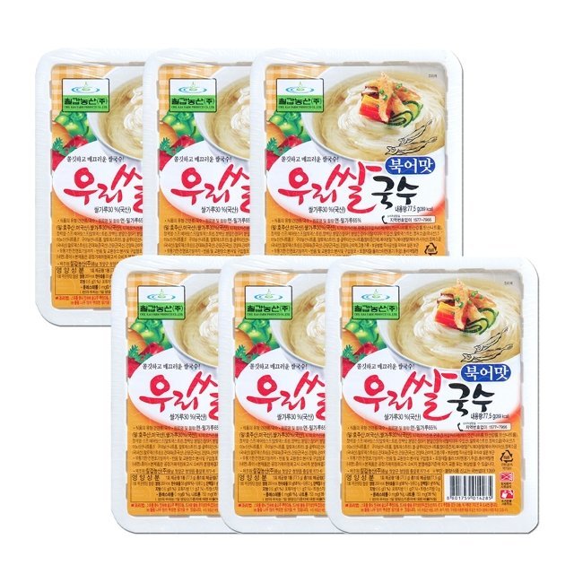 즉석식품 쫄깃하고 담백한 쌀국수 국산 쌀 우리쌀국수 북어맛 82 5g x 6개입