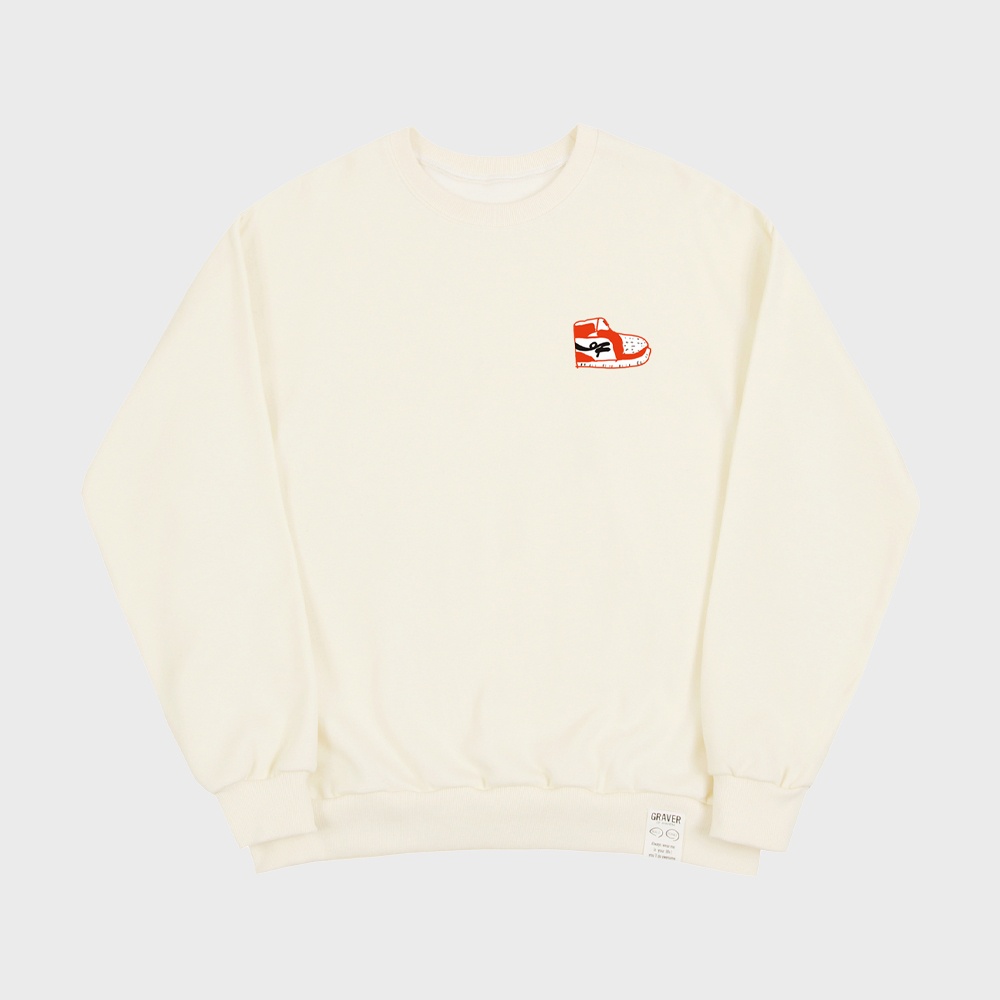 그레이버 그레이버 UNISEX오에프 슈즈 맨투맨 크림레드 로고 CREAM LOGO M