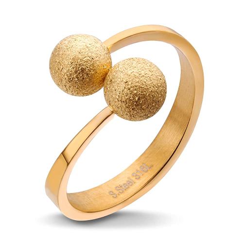 555Jewelry 스테인리스 스틸 스파클리 볼 비즈 오픈 랩 어라운드 링 밴드 여성용 메탈