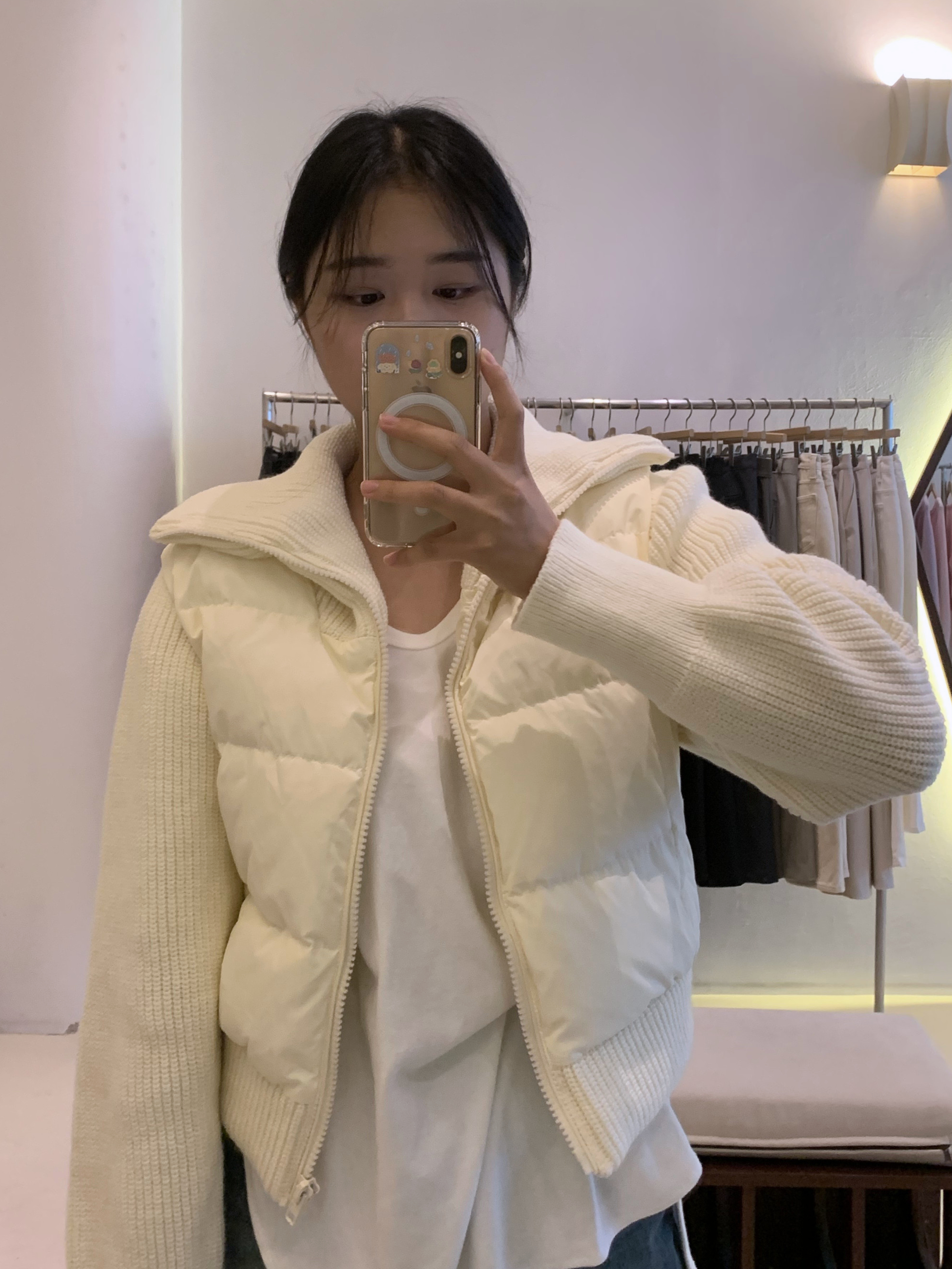 비웜 덕다운 니트 패딩