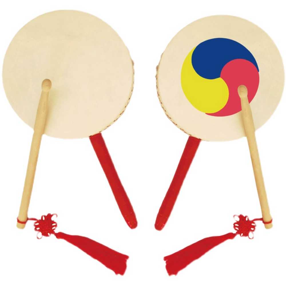 사물놀이악기 전통악기 소고 난타 공연 풍물놀이 드럼 흰색 원형 흰색 손잡이 페인트 1개