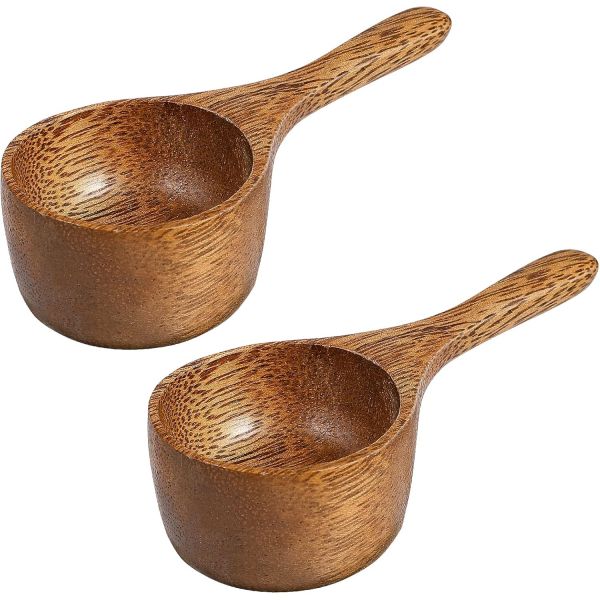 야드웨 나무 계량 스푼 2pcs 아카시아 미니 커피 스쿱 원두 또는 차용