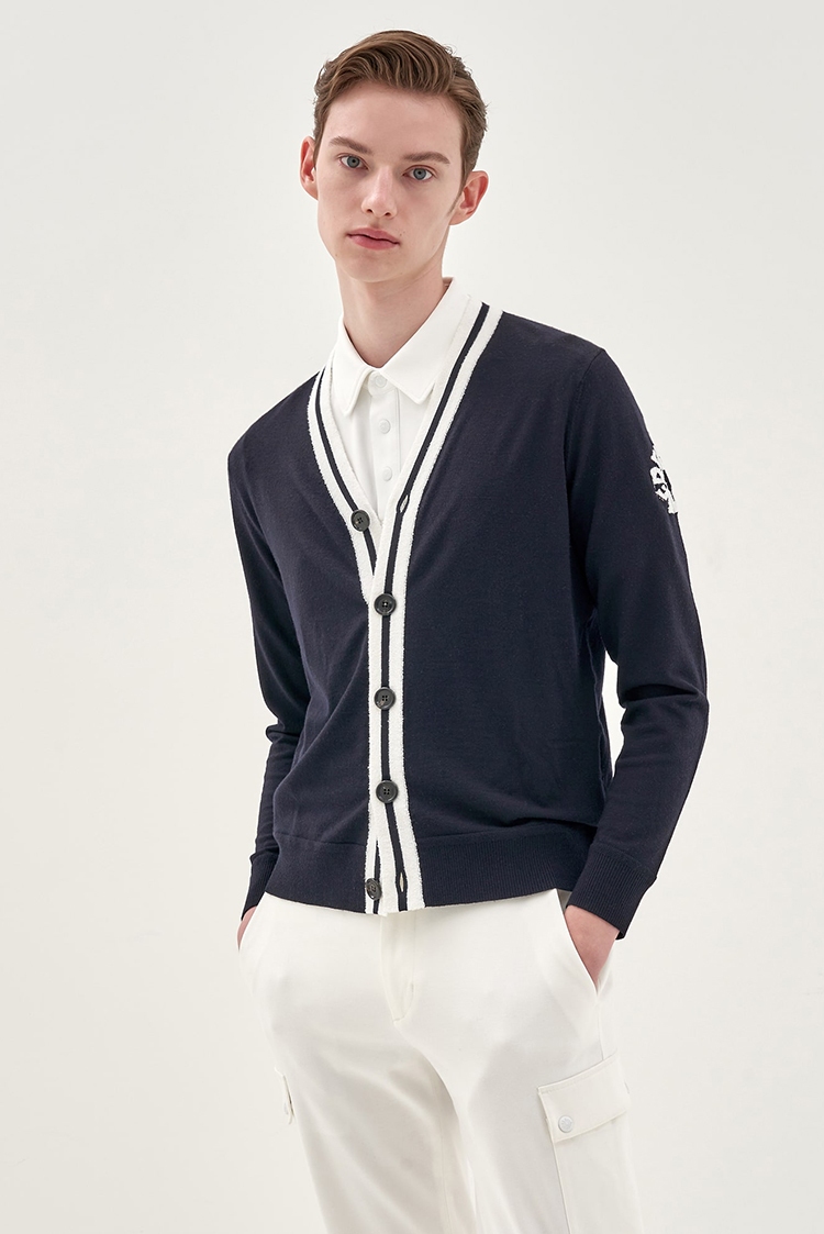 란스미어 Golf 남성 골프 베이직 카디건 - 남색 LA325AGF1R