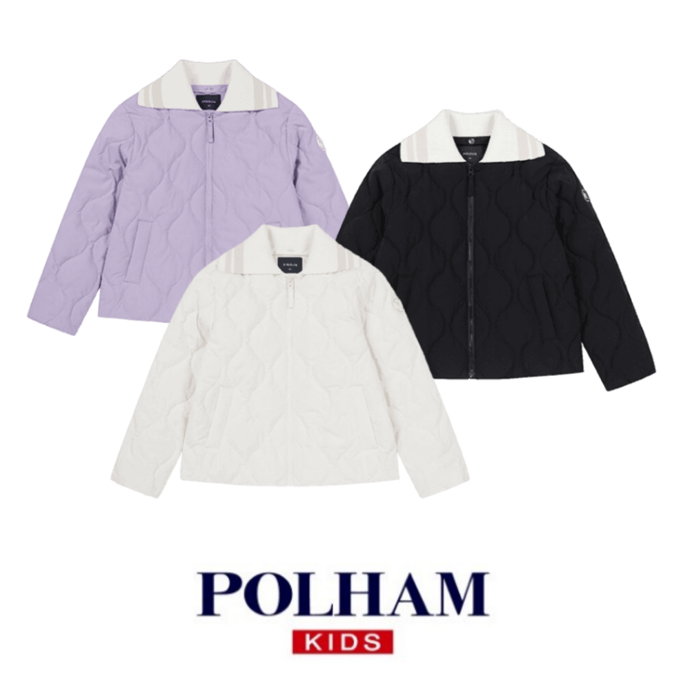 폴햄 폴햄 키즈 POLHAM 카라 웨론 여아 점퍼 아동 여아옷 퀄팅 누빔 카라탈부착 패딩 크림 140