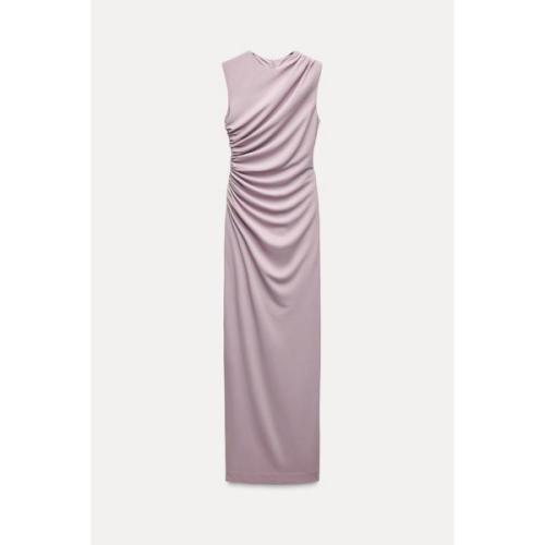 자라 ZARA DRAPED MIDI DRESS - Colour Dusty mauve
