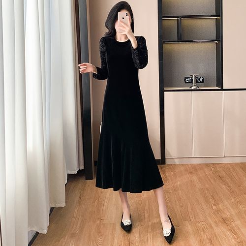 뉴욕멋쟁이 진이 라운드 시스루 레이스 롱원피스 S