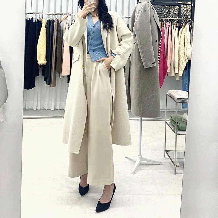 투핀턱 속기모 와이드 슬랙스 L