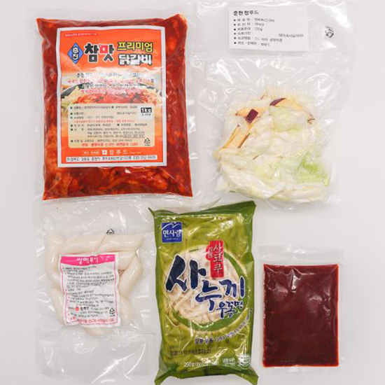 닭갈비 밀키트세트 양념닭갈비1kg 떡150g 야채220g 우동사리230g 추가소스80g