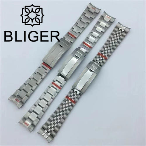 BLIGER 스테인리스 스틸 슬라이드 접이식 버클 시계 밴드 광택 센터 브러시드 오이스터 쥬빌리 팔찌 9