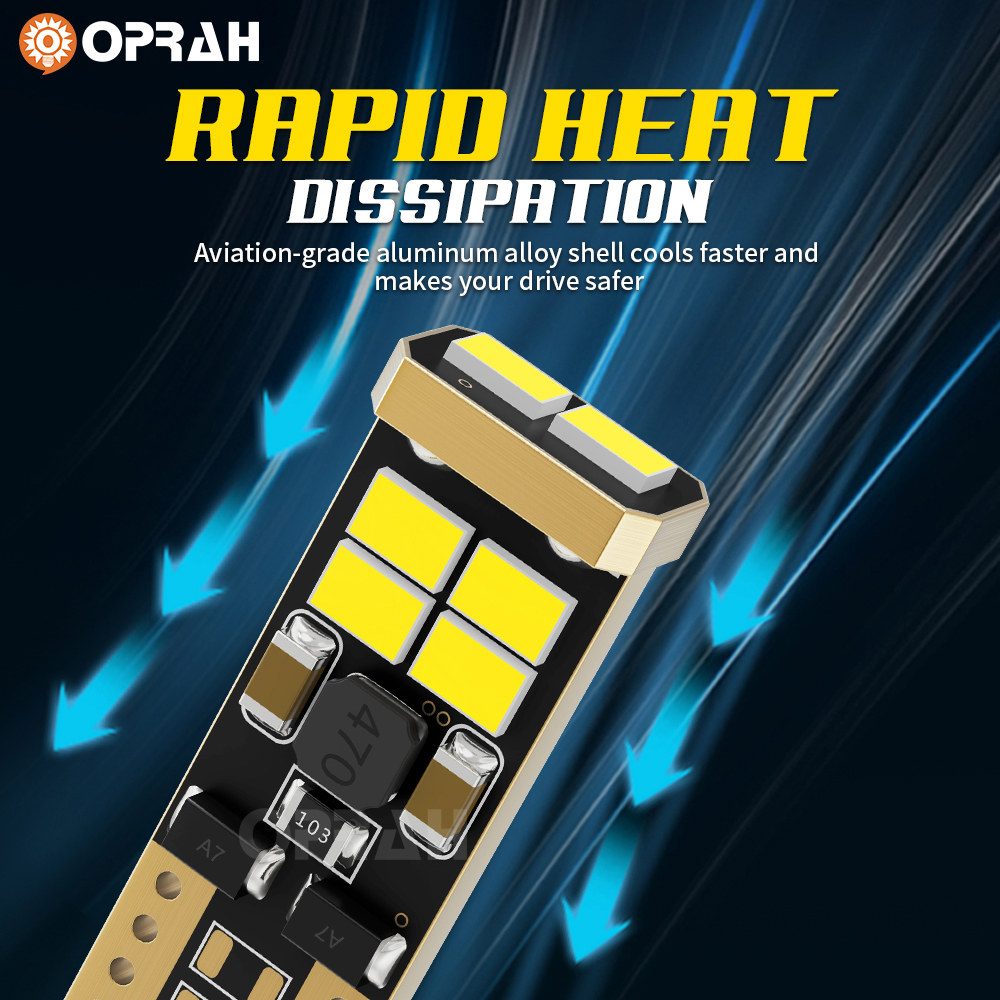 OPRAH 자동차 인테리어 주차등 매우 밝은 T10 LED SMD W5W 194 포코 LED 캔버스 오류 없는 신호 램프 2 3020EMC 10