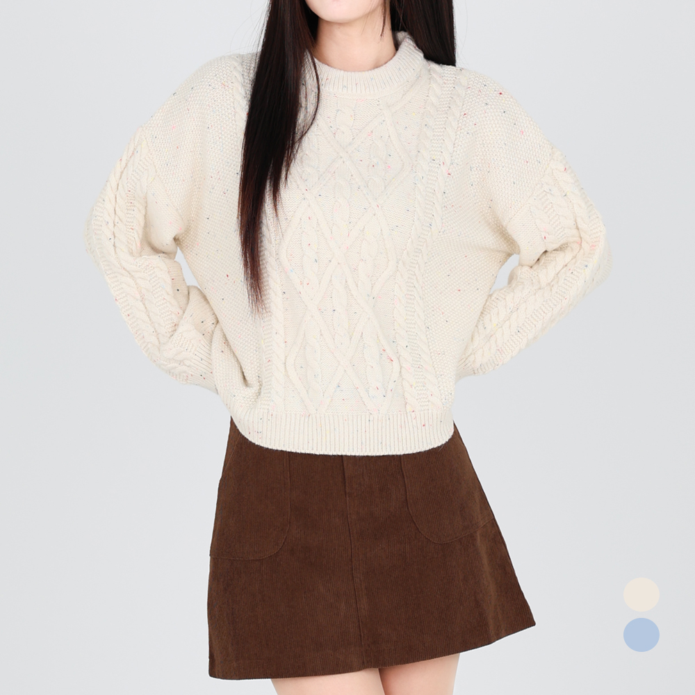 닷이프 여성용 파이 클래식 라운드 니트 크림화이트 T24FW1-A1150