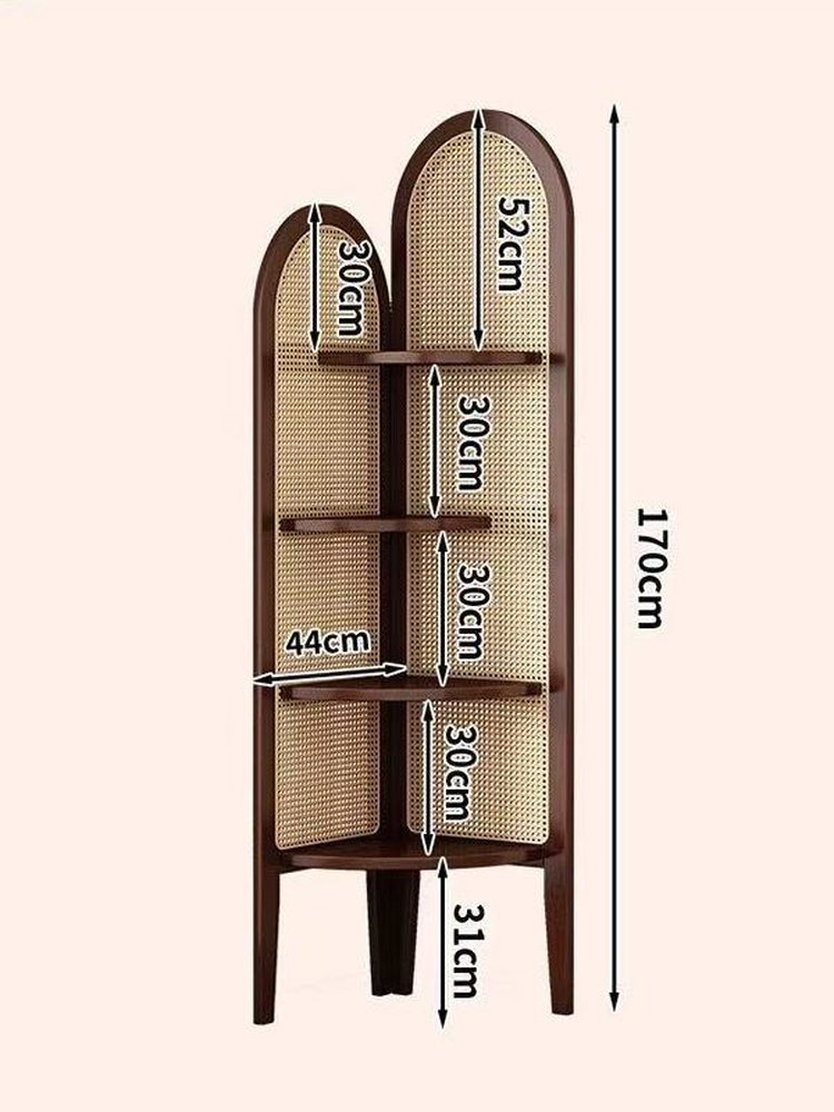 라탄 코너선반 틈새 엔틱 인테리어 벽 수납장 월넛 파티션 수납