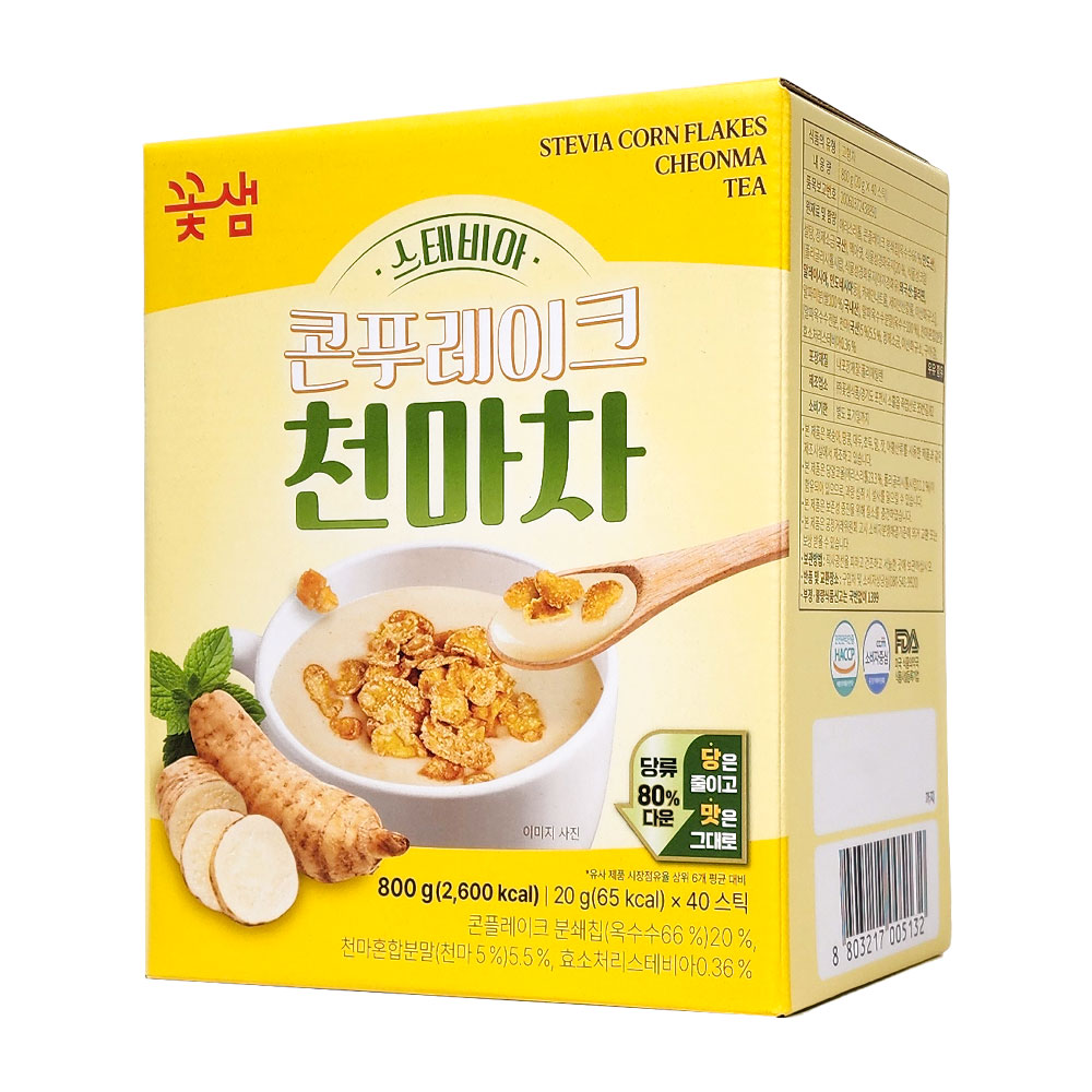 꽃샘식품 꽃샘 스테비아 콘푸레이크 천마차 20g x 40포