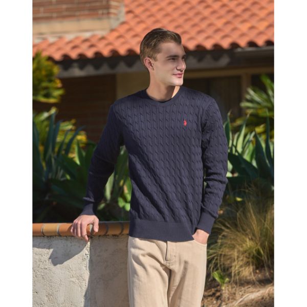 USPOLOASSN 케이블 니트 코튼 스웨터 NAVY175254MP23-KT106 394