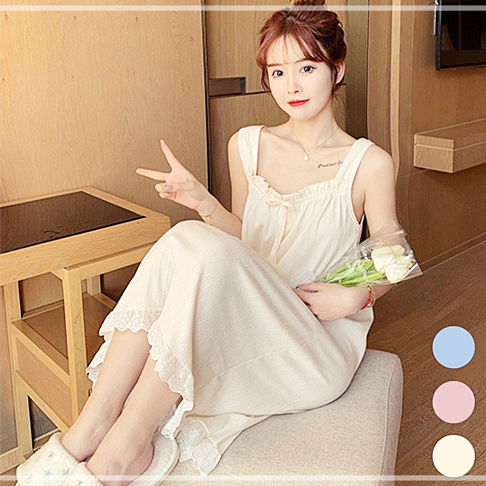 민소매 소재 여성 리본끈 잠옷 귀여운 홈웨어 1WE61BEC4