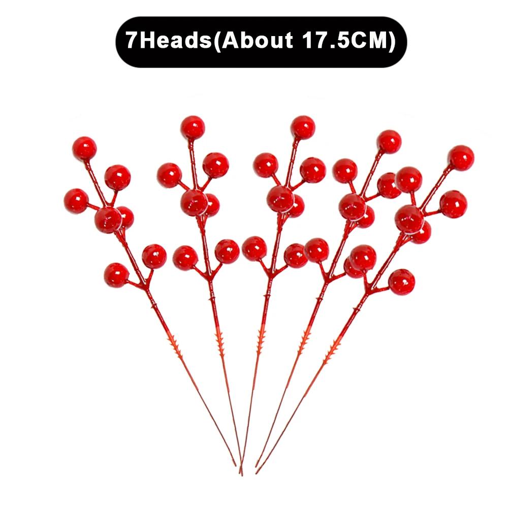 인공 베리 줄기 플라스틱 홀리 트리 장식 새해 파티 선물 4 A- 7 Heads 1개 D 5PCS