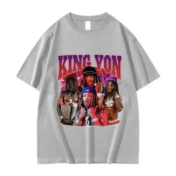 남성티셔츠 남성용 래퍼 K-King Von 그래픽 힙합 고딕 반팔