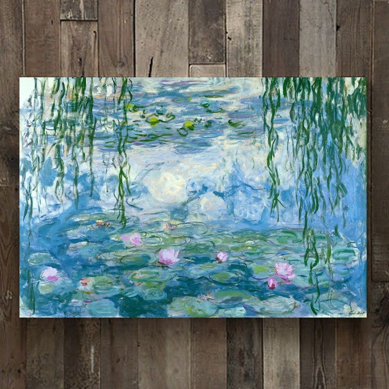 모네 심플 히든 프레임 거실 장식 유화 수면 연꽃 계열 40x30