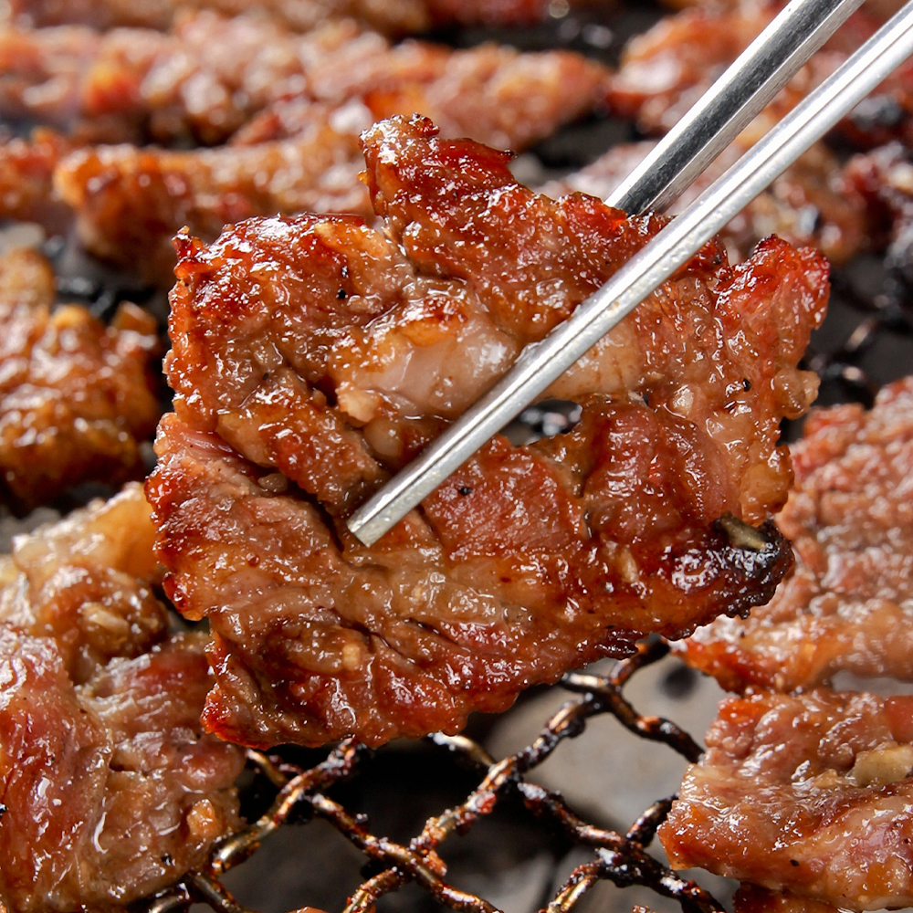힐링팩토리 프리미엄 인삼 숯불 돼지갈비 수제 양념 왕갈비 목살 칼집 왕구이