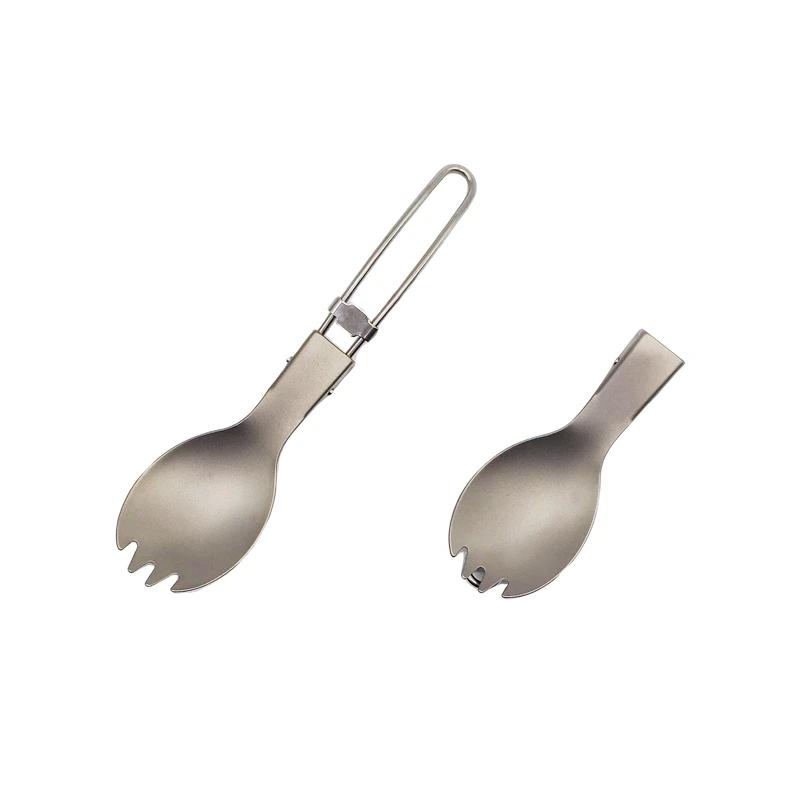 티타늄 야외 접이식 스푼 스포크 하이킹 캠핑 식기 캠핑용 경량 1 Titanium spoon