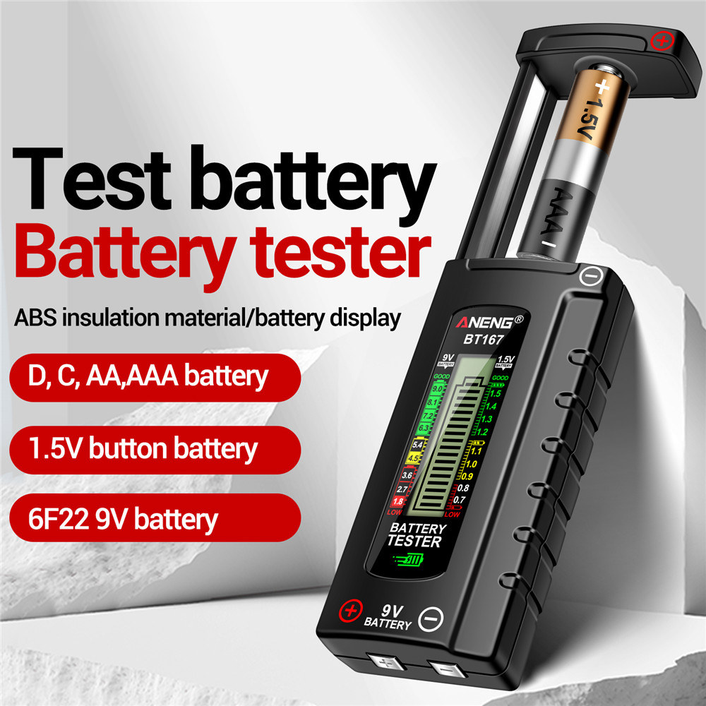 디지털 배터리 테스터 감지기 AA AAA C D 9V 1 5V 버튼 셀 측정 도구 BT167 BT169