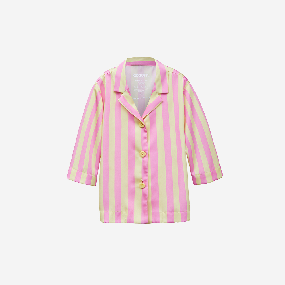 고고르르 1 Size 고고르르 새틴 시그니처 키즈 롱 탑 스트라이프 GKID24SH202ST