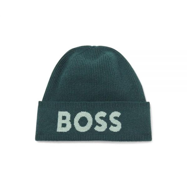 BOSS 보스 남성용 빅 로고 니트 모자 파인 트리 그린 1012143
