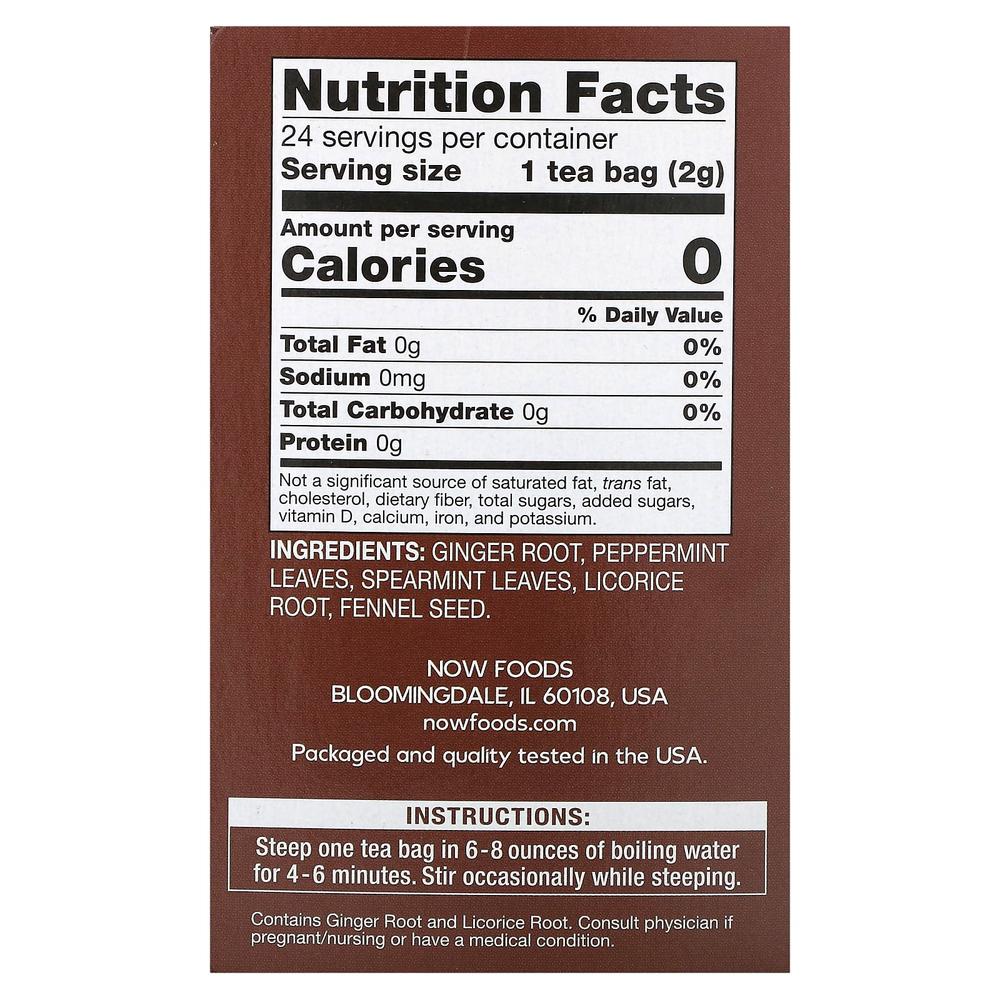 나우푸드 NOW Foods 오가닉 진저 민트 컴포트 허브 티 무카페인 24개입 48g 2개