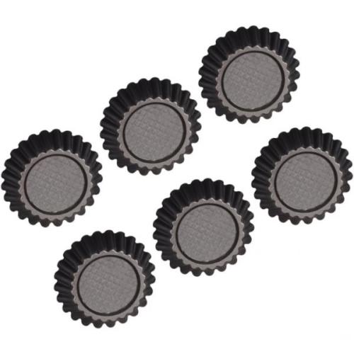 6pcs 케이크 몰드 작은 타르트 미니 팬 접시 에그 베이킹 트레이 파이 스테인리스 비고탄소 스틸
