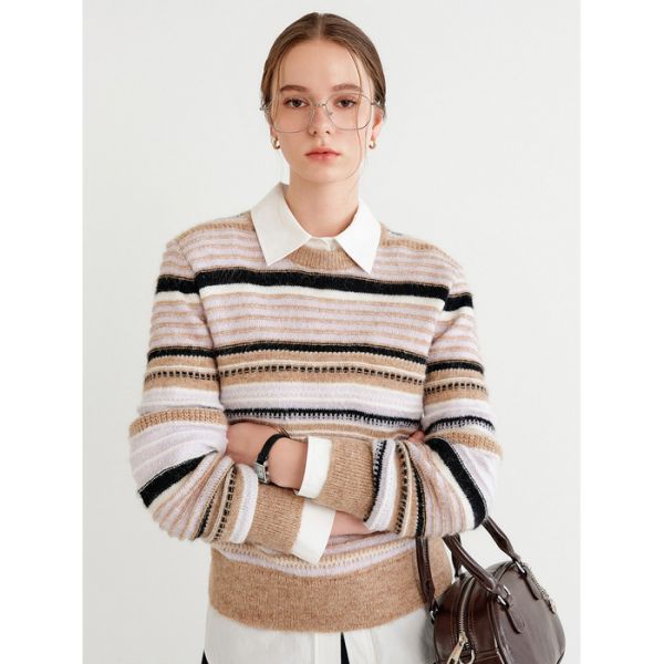 룩캐스트 LOOKAST 셀리나 멀티 스트라이프 니트 라벤더 CELINA MULTI STRIPE KNIT LAVENDER