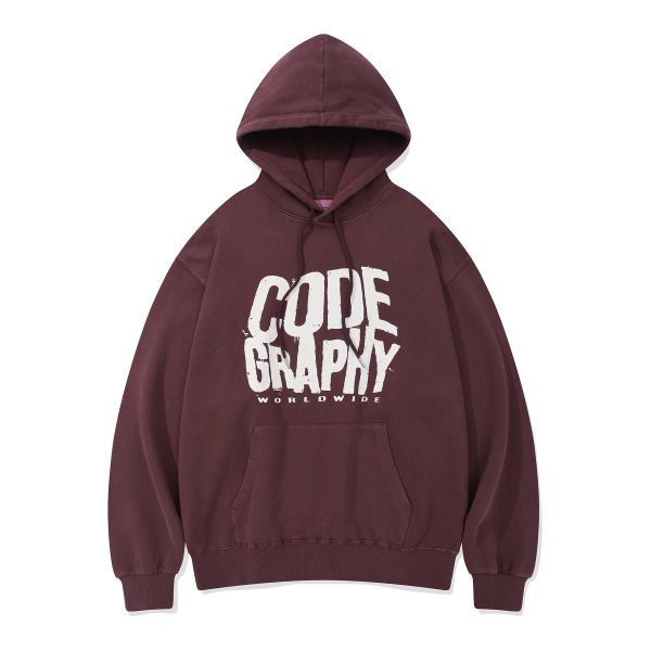 코드그라피 codegraphy 피그먼트 빈티지 후드티 버건디