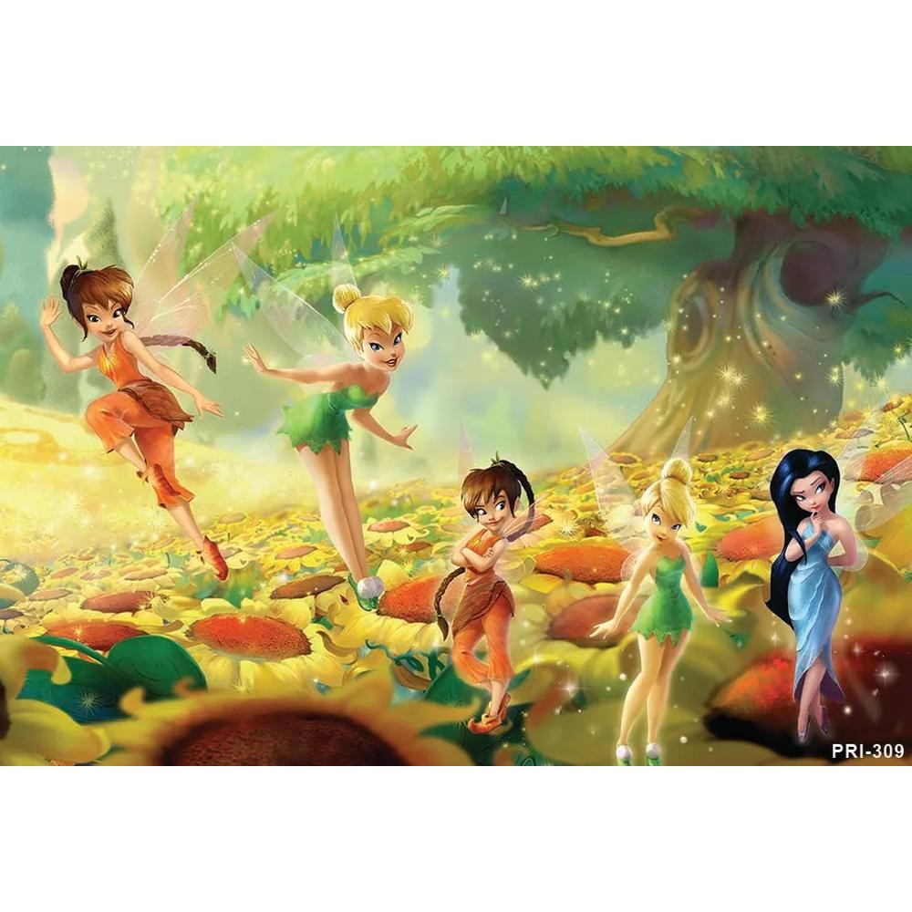 팅커벨 테마 생일 파티 요정 배경 녹색 사진 케이크 테이블 장식 B Vinyl-300x200cm 1개 12 다크