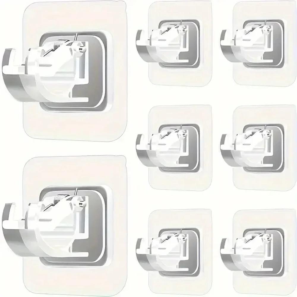 접착 커튼 로드 브래킷 손톱이 필요 조절식 거치대 클램프 후크 1개 2 ransparent 8PCS-T