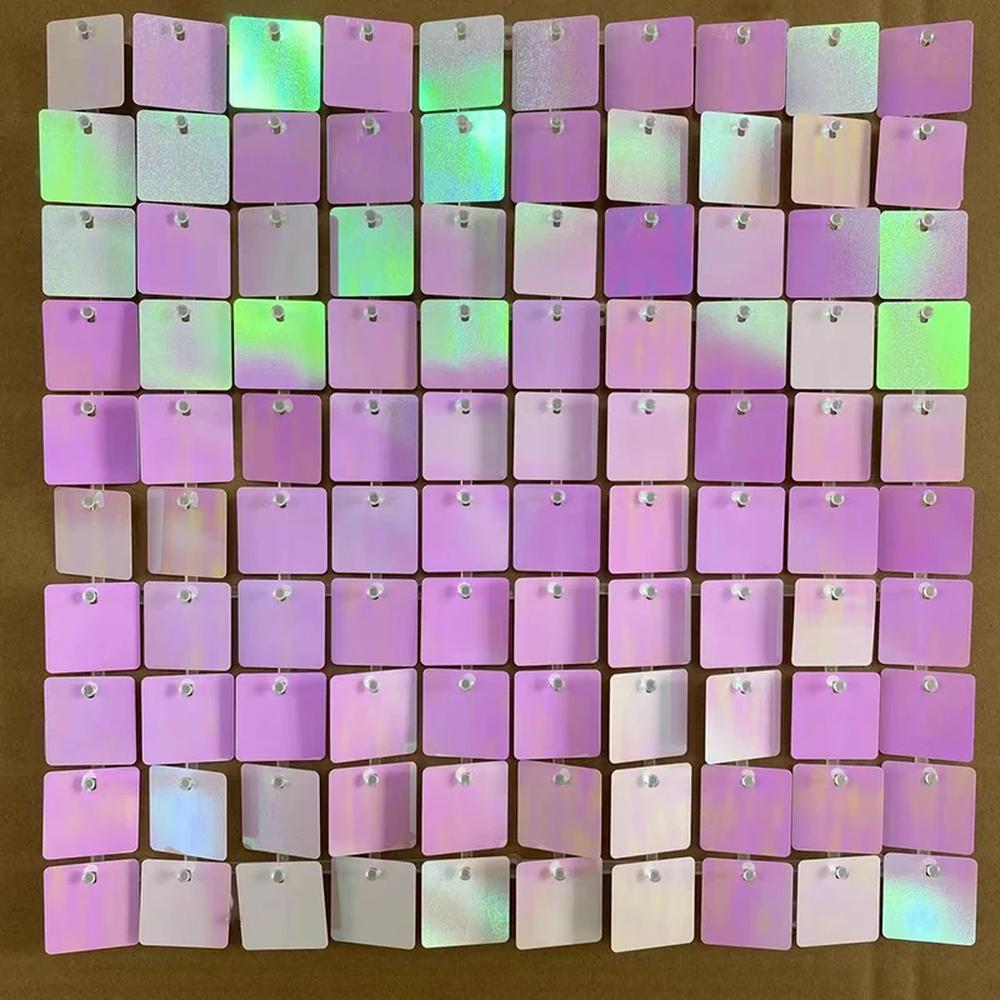 스퀘어 쉬머 벽 패널 생일 파티 배경 장식 반짝이 스팽글 웨딩 21 Iridescent 1개 A 24 Pcs