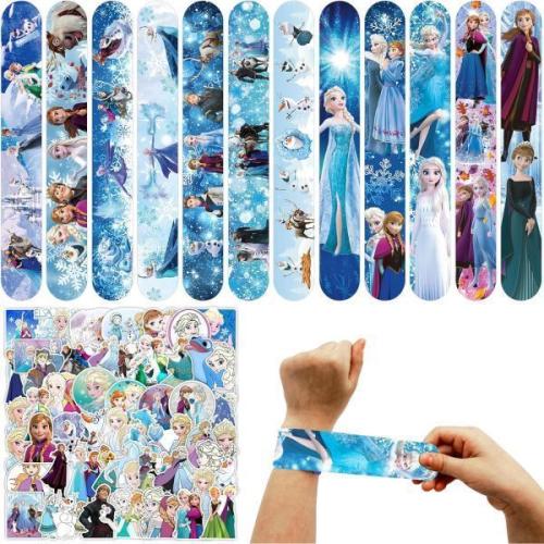 AURSWIF 장난감 팔찌 성인 생일 스냅 98 PCS 냉동 파티 테마 슬랩 스티커 파티를 위한 선물 선호