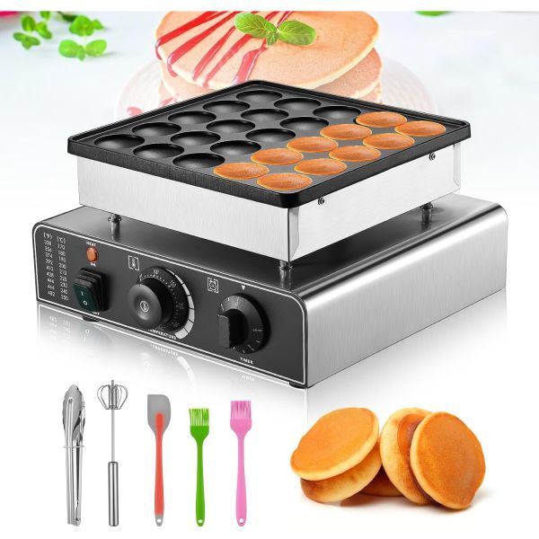 25Pcs 미니 팬케이크 메이커 상용 전기 논스틱 기계 머핀 포퍼제스 팬 머신 가정용 주방 레스토랑 스낵바 1
