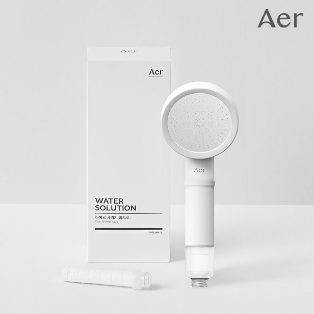 AER 아에르 아에르 항균 불순물 녹물 염소 미세플라스틱 제거 자연 음이온 절수 콰트로 필터 샤워기