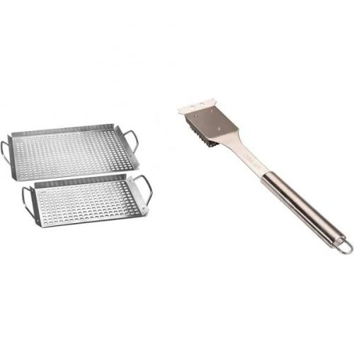 Outset 이니셜 스테인레스 그릴 토퍼 쿠시나트 스틸 BBQ 브러시