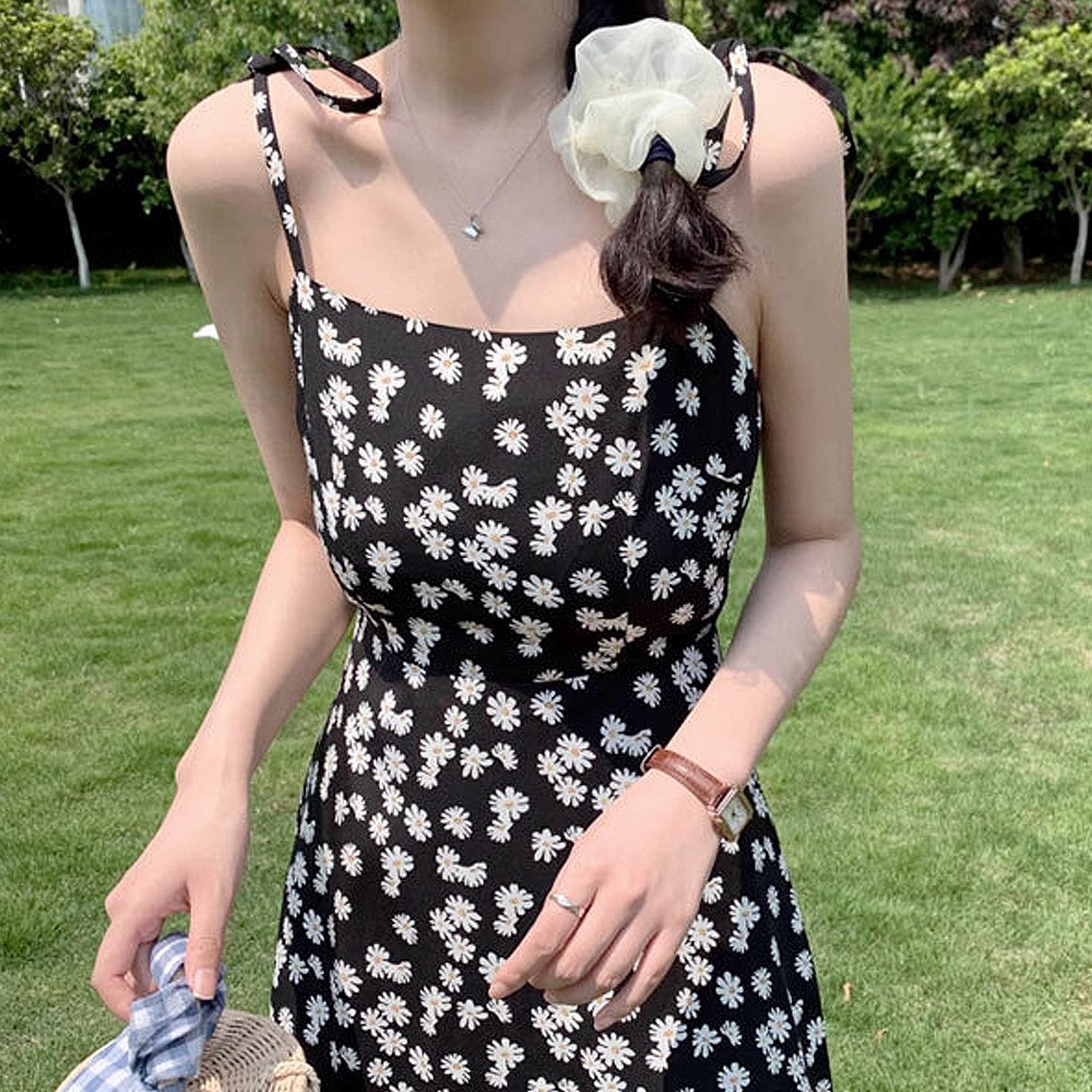 디어로우 라이언 플라워 스모크 민소매 원피스 - 2type 숏버전 숏버전