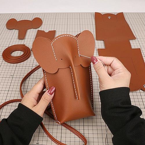 펠트박스 가죽공예 코끼리 핸드폰 보관가방 만들기 DIY 키트 퀄트가방 패키지 실 바늘 완벽구성