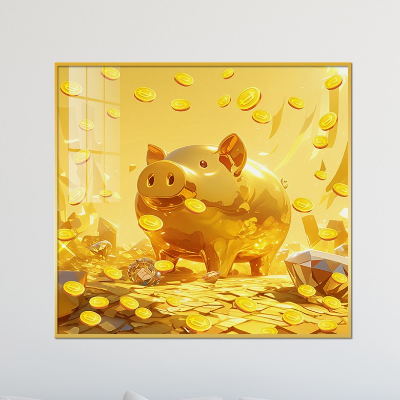 아트블루 돈 들어오는 황금 돼지 코인 그림 정사각 액자 개업 집들이 선물 인테리어 소품 7 황금돼지 코인 다이아 40 x 40 cm 메탈 액자